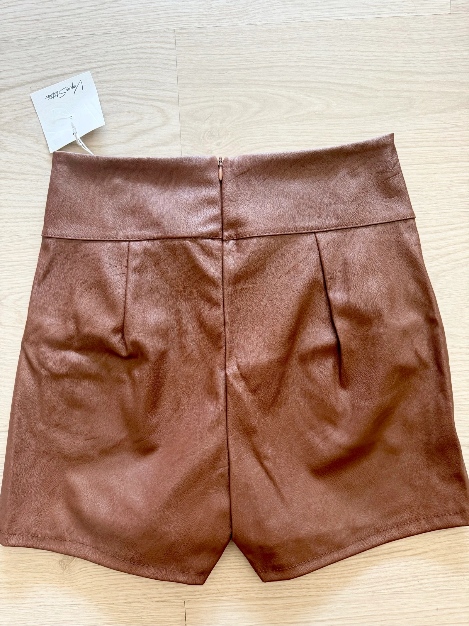 Short de talle alta en cuero marrón Nueva colección talla 36 S - nuevo con etiqueta – photo 5